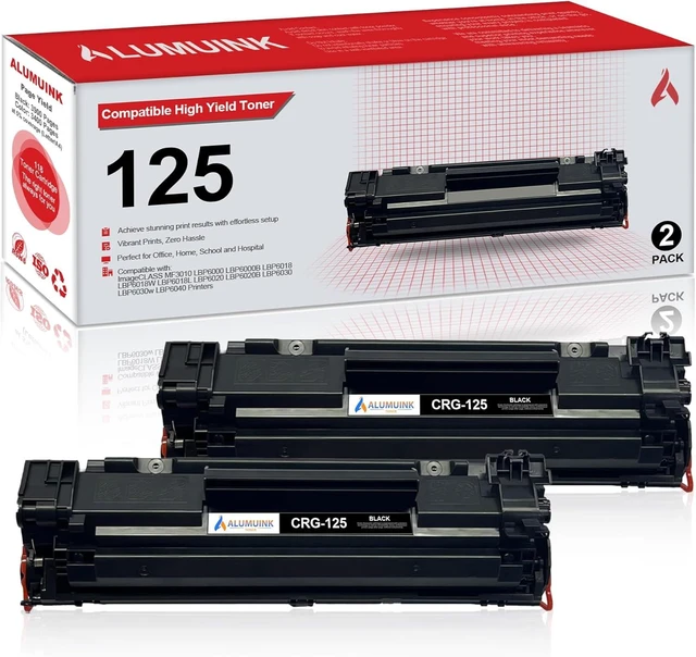 Alt view image 7 of 12 - 125 Toner Cartridge - 2 Black CRG 125 Replacement for Canon 125 CRG125 Toner Cartridge for Imageclass LBP6030w LBP6000 MF3010 LBP6018 LBP6020 Printer