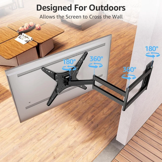 Alt view image 10 of 10 - MOUNTUP Outdoor Long Arm TV Wall Mount for 26-65" TVs, Waterproof & Rustproof Outside Full Motion Bracket with Stainless Steel Screws, 37.4'' Long Extension Corner TV Mount Hold 77 lbs, VESA 400x400mm