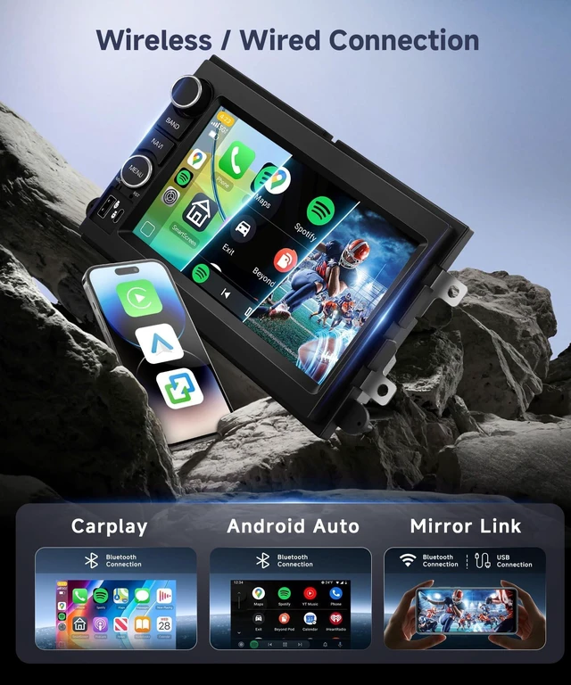 Alt view image 8 of 10 - Orderich 4G+64G Android Car Radio for Ford F150 2004-2008 with Wireless CarPlay Android Auto, 7 Inch Touchscreen Car Stereo Mirror Link GPS Navigation WiFi Bluetooth FM RDS EQ SWC Backup Camera
