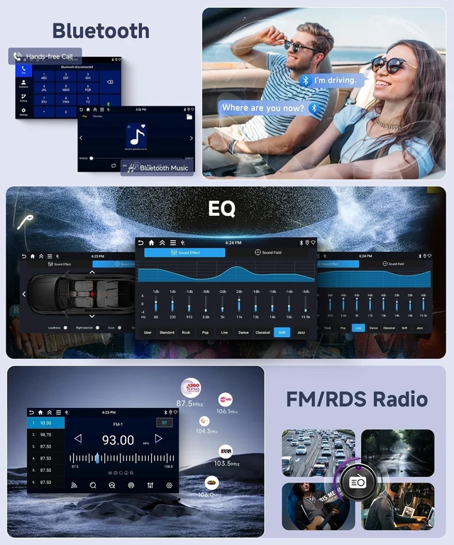 Alt view image 9 of 10 - Orderich 4G+64G Android Car Radio for Ford F150 2004-2008 with Wireless CarPlay Android Auto, 7 Inch Touchscreen Car Stereo Mirror Link GPS Navigation WiFi Bluetooth FM RDS EQ SWC Backup Camera