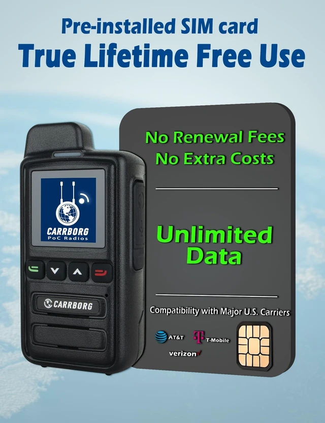 Alt view image 8 of 10 - Lifetime Free Nationwide Long Range Walkie Talkies Unlimited Range Global 4G PoC with Earpiece, Portable Two Way Radios for Adults Family, Logistics, Company, Truck Fleet with Sim Card (2 Pack)
