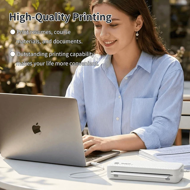 Alt view image 9 of 14 - Portable Printer Bluetooth for Travel, Inkless Thermal Printer Support 8.5" X 11" Letter & A4, with Phone Laptop for Home Use Car Office School