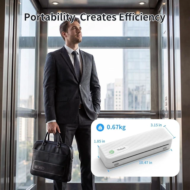 Alt view image 11 of 14 - Portable Printer Bluetooth for Travel, Inkless Thermal Printer Support 8.5" X 11" Letter & A4, with Phone Laptop for Home Use Car Office School