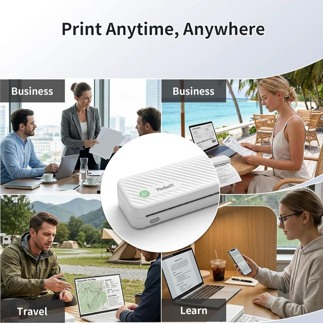 Alt view image 12 of 14 - Portable Printer Bluetooth for Travel, Inkless Thermal Printer Support 8.5" X 11" Letter & A4, with Phone Laptop for Home Use Car Office School