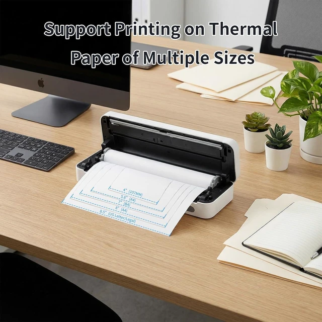Alt view image 14 of 14 - Portable Printer Bluetooth for Travel, Inkless Thermal Printer Support 8.5" X 11" Letter & A4, with Phone Laptop for Home Use Car Office School