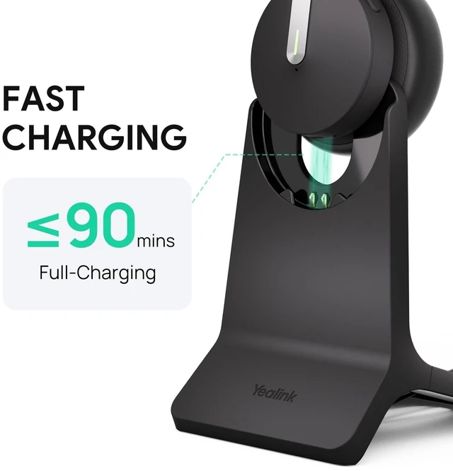 Alt view image 8 of 10 - Yealink BH70 Dual Wireless Headset with Mic for Work, Bluetooth Headphone with Teams Certification, up to 35h Talk Time, 147g All-Day Wearing Comfort, Include USB-C/A Dongle & BHC70 Charging St