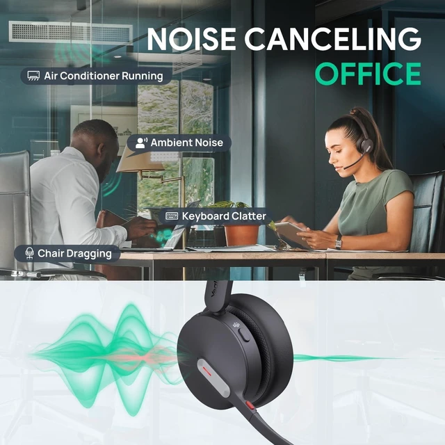 Alt view image 9 of 10 - Yealink BH70 Dual Wireless Headset with Mic for Work, Bluetooth Headphone with Teams Certification, up to 35h Talk Time, 147g All-Day Wearing Comfort, Include USB-C/A Dongle & BHC70 Charging St