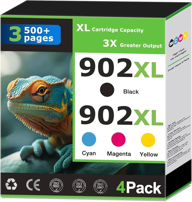 Alt view image 8 of 14 - 902XL Ink Cartridges Compatible for HP 902 Ink Cartridges Combo Pack Work with HP Printer OfficeJet Pro 6978 6968 6960 6958 6970 6975 6950 Printer Ink Black Color Cyan Magenta Yellow 902 Ink (4 Pack)