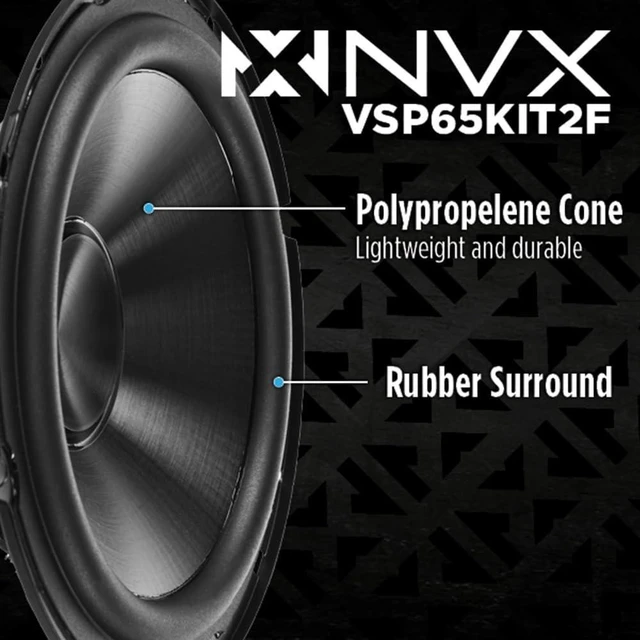 Alt view image 7 of 10 - NVX VSP65KIT2F 6.5" Premium Car Speakers, 375W each side(750W per set), 250W RMS, 2-Ohm 2-Way Component System w/ 1" Silk Dome Tweeters & Passive X-Overs, Easy to Install in Cars/Trucks/Doors (Pair)