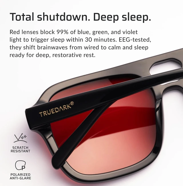 Alt view image 8 of 10 - TrueDark by Dave Asprey ^^ Twilights Monaco ^^ Blue Light Glasses for Women & Men, Red Lenses Block 99% Blue, Green & Violet Light for Night Use