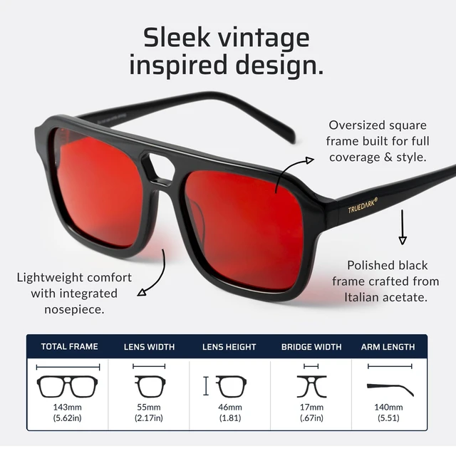 Alt view image 10 of 10 - TrueDark by Dave Asprey ^^ Twilights Monaco ^^ Blue Light Glasses for Women & Men, Red Lenses Block 99% Blue, Green & Violet Light for Night Use