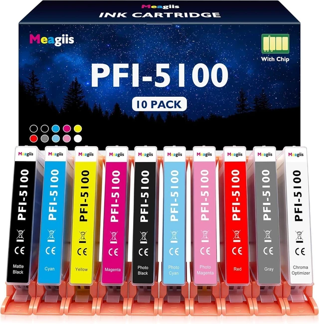 Alt view image 8 of 14 - PFI-5100 Ink Cartridge Replacement for Canon 5100 Ink Cartridges Compatible with Canon ImagePROGRAF PRO-310 Printer (PFI5100 Ink, 10-Color Pigment Ink)