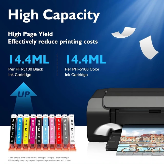 Alt view image 11 of 14 - PFI-5100 Ink Cartridge Replacement for Canon 5100 Ink Cartridges Compatible with Canon ImagePROGRAF PRO-310 Printer (PFI5100 Ink, 10-Color Pigment Ink)