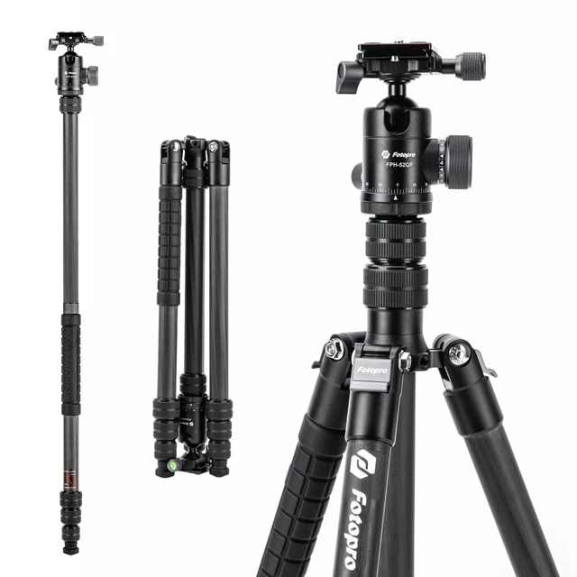 Alt view image 5 of 8 - Fotopro Carbon Fiber Camera Tripod with 360" Panorama Head, Lightweight Travel Tripod with 75" Detachable Monopod, Compact Portable for DSLR Mirrorless Camera Photography, 22 lbs Load, X-Go Plus E 2