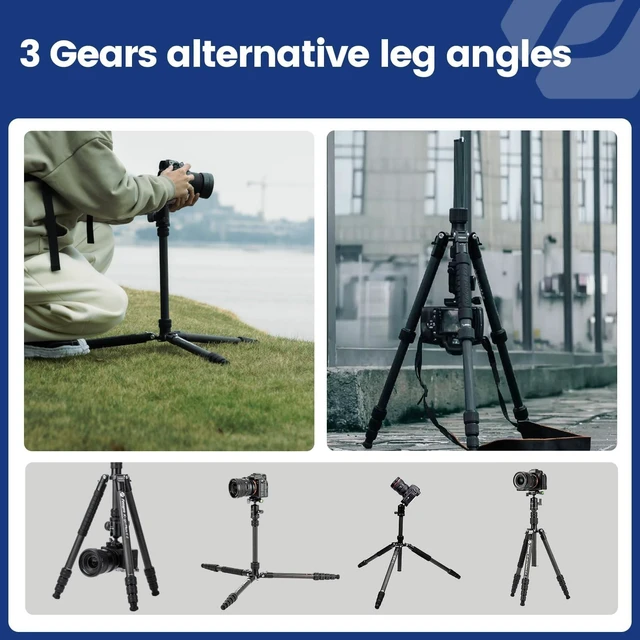 Alt view image 6 of 8 - Fotopro Carbon Fiber Camera Tripod with 360" Panorama Head, Lightweight Travel Tripod with 75" Detachable Monopod, Compact Portable for DSLR Mirrorless Camera Photography, 22 lbs Load, X-Go Plus E 2
