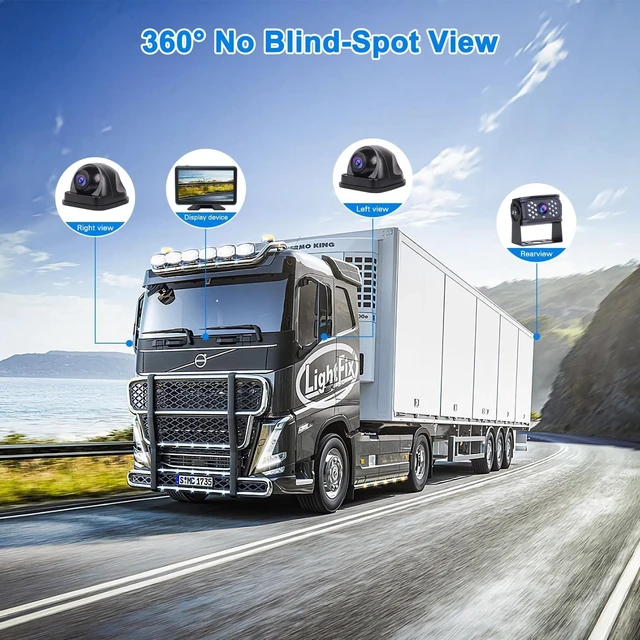Alt view image 8 of 10 - 3T6B Wired RV Backup Camera System Kit, 10.1" IPS Touch Screen Display Monitor & 3 AHD Cameras with 4 Split Screen 1080P DVR Record IP69 Waterproof for RV Truck Bus Trailer Camper