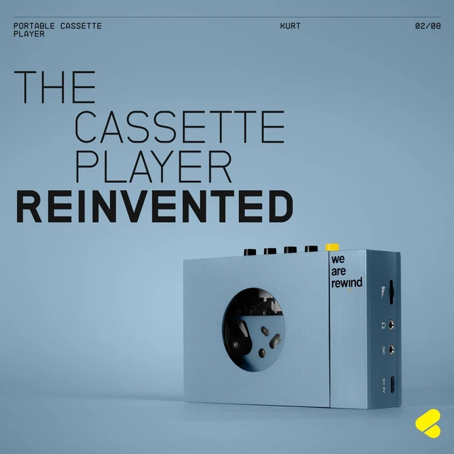 Alt view image 7 of 10 - We Are Rewind Portable Cassette Player - Cassette Tape Recorder with Bluetooth Connection Speaker or Headphones, 3.5mm Audio Cable - Vintage Design Cassette Player & Recorder - (Kurt, Blue)