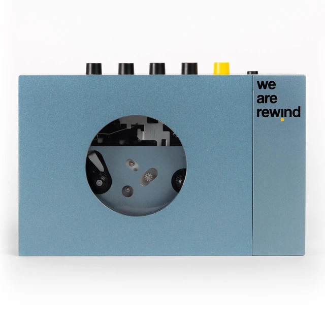 Alt view image 6 of 10 - We Are Rewind Portable Cassette Player - Cassette Tape Recorder with Bluetooth Connection Speaker or Headphones, 3.5mm Audio Cable - Vintage Design Cassette Player & Recorder - (Kurt, Blue)