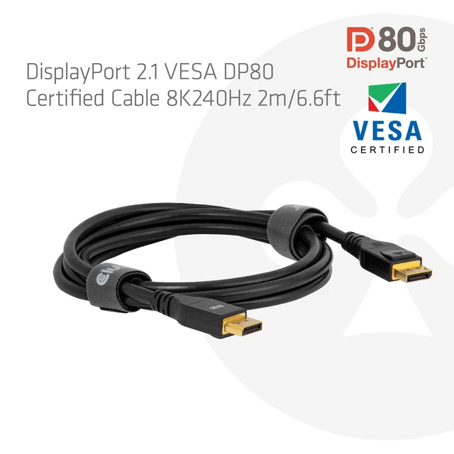 Alt view image 10 of 10 - Club 3D CAC-1094 2 Meter/ 6.56 Feet DisplayPort 2.1 Bi-Directional VESA DP80 Certified Cable with G-SYNC, & HDR 8K 240Hz M/M 5090 5080 7900XTX 9070XT