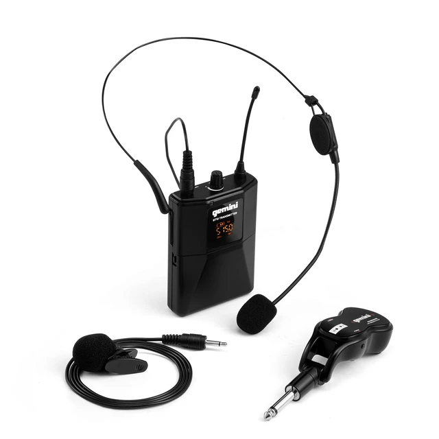 Alt view image 7 of 12 - UHF Wireless Microphone System Dual Lavalier & Headset Mics with Bodypack, USB Rechargeable Receiver, 50m Range, Cardioid Pattern for Teaching, Streaming, Karaoke & Events (GMU-HSL100)