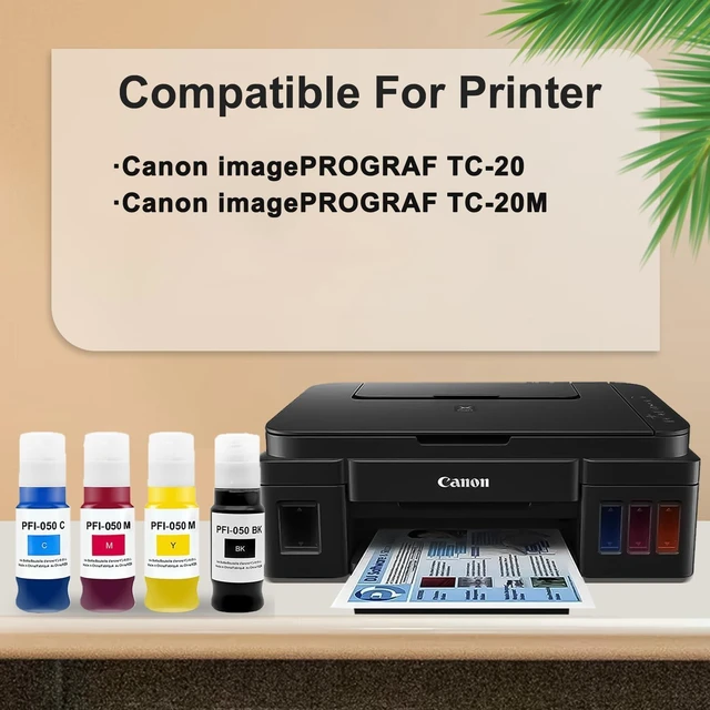Alt view image 7 of 10 - PFI050 PFI-050 70ml Pigment Ink Tank Set Remanufactured for Canon PFI-050 PFI050 PFI 050 Ink Bottle Compatible for imagePROGRAF TC-20 TC-20M Printers (1BK, 1C, 1M, 1Y) tc20m tc20 Ink Refills