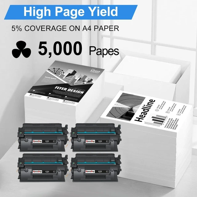 Alt view image 8 of 10 - 121 Toner Cartridge High Yield Replacement for Canon 121 CRG-121 Black Toner Cartridges Compatible for Canon ImageCLASS D1650 D1620 Laser Printer Ink All-in-One Copier Scanner,4-Pack with chip