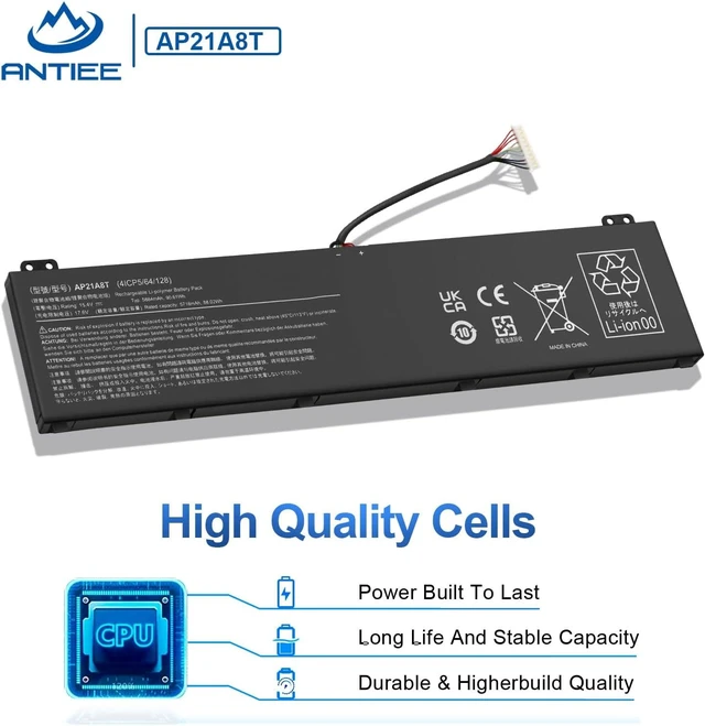 Alt view image 11 of 14 - AP21A8T Laptop Battery for Acer Predator Helios 300 PH317-56-78LY PH317-56-78SM PH315-55-72EA PH315-55-770K PH315-55-965Z PH315-55-78L7 PH315-55-796N Nitro 5 AN517-55-78KU 713K Series AP21A5T AP21A7T