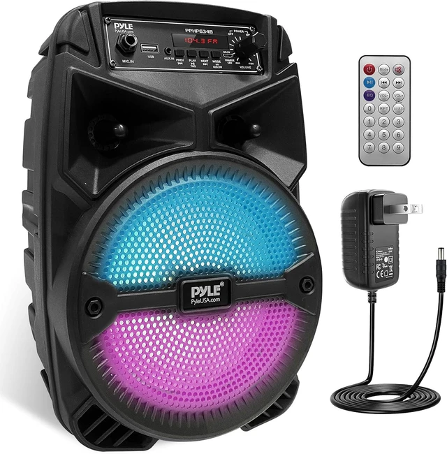 Alt view image 8 of 14 - Pyle 240W Rechargeable Outdoor Bluetooth Speaker Portable PA System w/ 6.5 Subwoofer 1 Tweeter, Microphone In, Party Lights, MP3/USB, Radio, Remote - Pyle PPHP634B