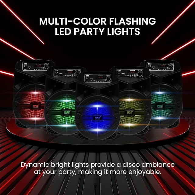 Alt view image 11 of 14 - Pyle 240W Rechargeable Outdoor Bluetooth Speaker Portable PA System w/ 6.5 Subwoofer 1 Tweeter, Microphone In, Party Lights, MP3/USB, Radio, Remote - Pyle PPHP634B