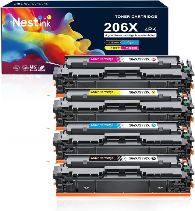 Alt view image 7 of 12 - 206X Compatible Replacement for Toner Cartridge for HP 206 206X 206A Toner Cartridges 4 Pack High Yield to Use with HP Color LaserJet Pro MFP-M283fdw M283cdw Pro M255dw M283 M255 (BK/C/M/Y 4 Pack)