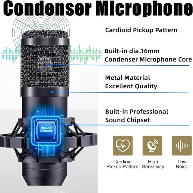 Alt view image 9 of 14 - Podcast Equipment Bundle, BM-800 Podcast Microphone Bundle with V8S Voice Changer, Condenser Microphone Recording Studio Package for Podcasting Streaming Recording Singing PC Mobile YouTube TikTok