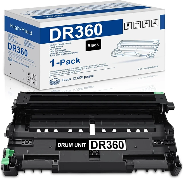 Alt view image 8 of 14 - DR360 Drum Unit (Not Toner) Replacement for Brother DR360 DR-360 Compatible with Brother DCP-7030 DCP-7040 MFC-7840W HL-2140 MFC-7340 MFC-7440N HL-2170W HL-2150N 7045N Printer 1-Pack