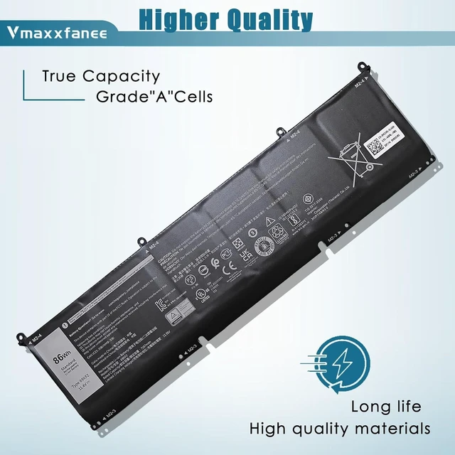 Alt view image 10 of 14 - 69KF2 86Wh Laptop Battery Replacement for Dell Precision 5560 5550 XPS 15 9500 9510 Alienware M17(R3 R4) M15 (R3 R4 R5 R6 R7) Vostro 7510 7610 Series 7167mAh