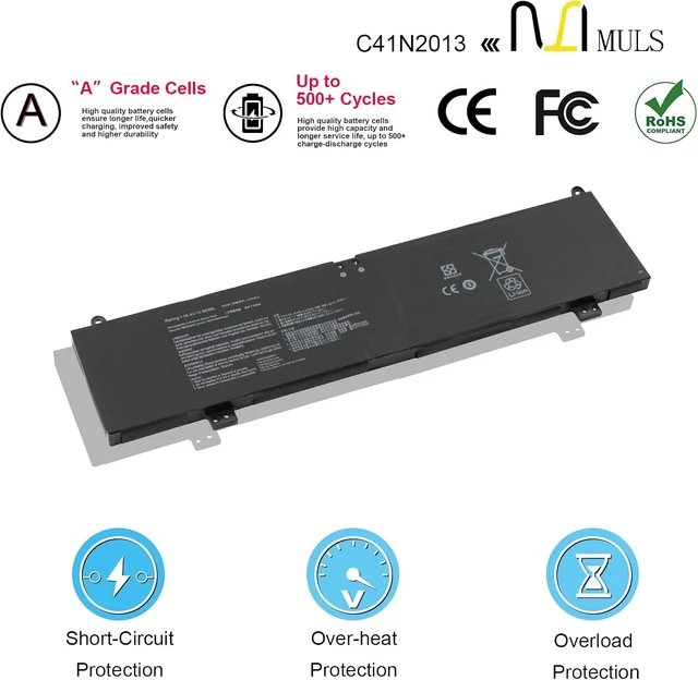Alt view image 11 of 14 - C41N2013 90Wh Laptop Battery Replacement for Asus TUF Gaming A15 FA507 A17 FA707 F15 FX507 F17 FX707 Asus ROG Zephyrus G15 GA503 QEM QM QR QS M16 GU603 HM HR S17 GX703 HR HS Strix Scar G17 C41N2013-1