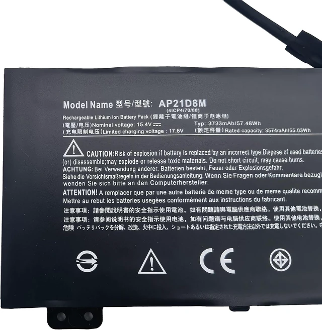Alt view image 8 of 12 - AP21D8M Replacement Battery Compatible with Acer Nitro 5 AN515-46 AN515-47 AN515-58 AN515-58-56CL AN515-58-766R AN515-58-72QR,Nitro V 15 ANV15-51,Nitro 16 AN16-51 AN16-51-74BV - 15.4V 57.48Wh