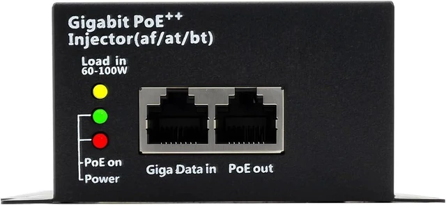 Alt view image 14 of 14 - High Power Gigabit PoE++ Injector Adapter, Integrated Power Supply, Convert A Non-PoE Port to A 90W Gigabit Port, Up to 95W to 60W, 30W, 15.4W, Up to 100m (328 ft)