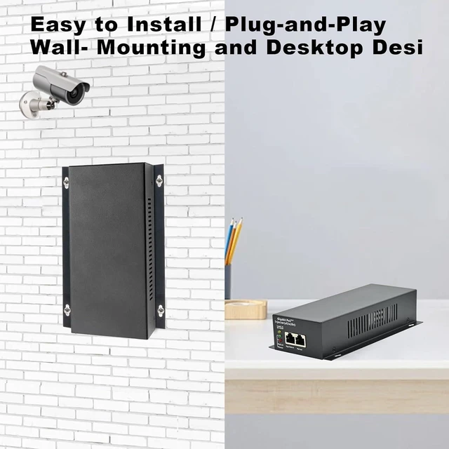 Alt view image 13 of 14 - High Power Gigabit PoE++ Injector Adapter, Integrated Power Supply, Convert A Non-PoE Port to A 90W Gigabit Port, Up to 95W to 60W, 30W, 15.4W, Up to 100m (328 ft)