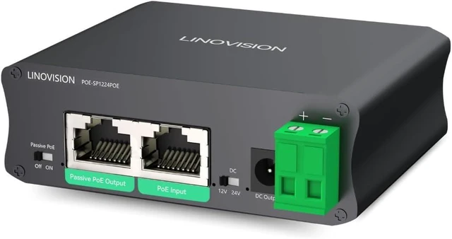 Alt view image 8 of 14 - LINOVISION Industrial Gigabit 30W PoE Splitter with Switchable DC12V/24V Output and Passive PoE Output for Bridges Like UB Loco5AC, Designed for Cameras and IoT Systems