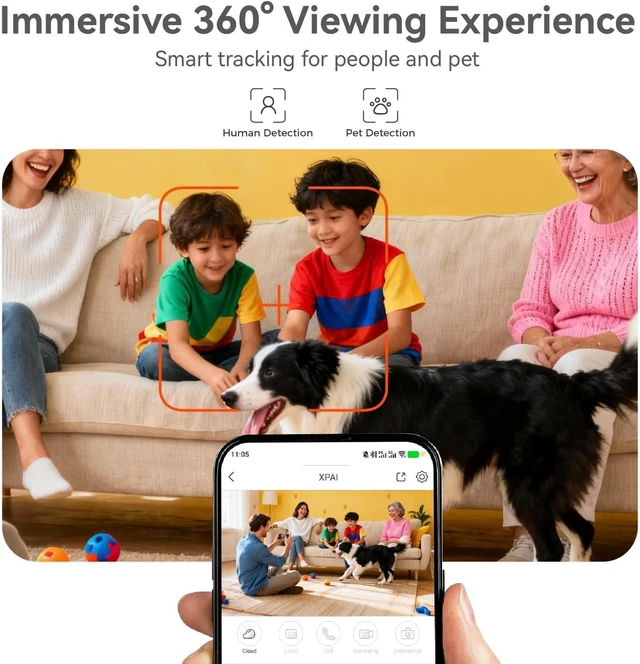 Alt view image 12 of 14 - 4K Security Camera,Industry's First with Built-in Storage No Monthly Fees,Indoor Camera Wireless,Baby/Pet/Dog Camera with Phone APP,360° Pan-Tilt Wireless Indoor Cam,Cry Detection,2-Way Audio