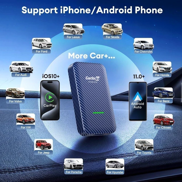 Alt view image 8 of 10 - Carlinkit 4.0 Wireless CarPlay & Android Auto Adapter, Plug & Play, 2 in 1 - Fit for Factory Wired CarPlay Cars from 2015 to Now, No Latency, Online Upgrade, Auto-Connect After Set