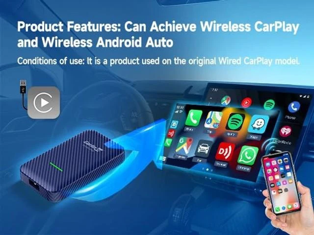 Alt view image 9 of 10 - Carlinkit 4.0 Wireless CarPlay & Android Auto Adapter, Plug & Play, 2 in 1 - Fit for Factory Wired CarPlay Cars from 2015 to Now, No Latency, Online Upgrade, Auto-Connect After Set