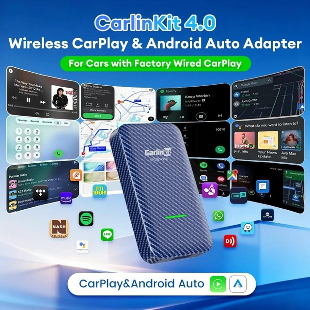 Alt view image 7 of 10 - Carlinkit 4.0 Wireless CarPlay & Android Auto Adapter, Plug & Play, 2 in 1 - Fit for Factory Wired CarPlay Cars from 2015 to Now, No Latency, Online Upgrade, Auto-Connect After Set