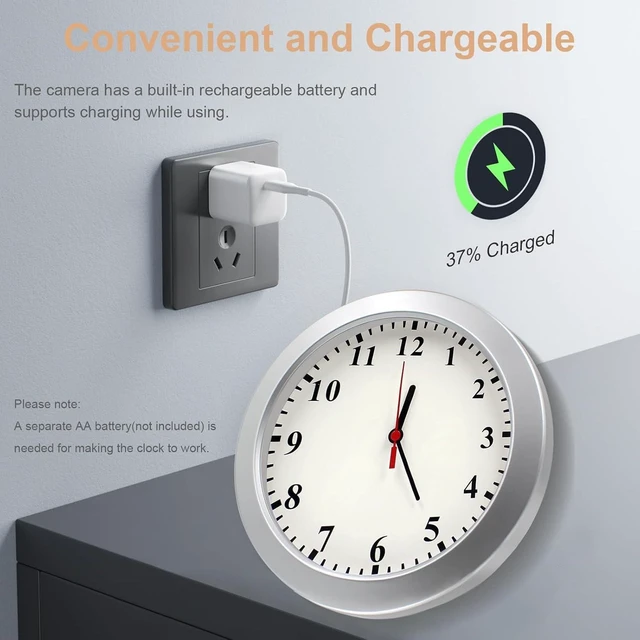 Alt view image 13 of 14 - Nanny Cam 1080P HD Clock Hidden Camera Motion Detection Loop Recording Small Video Camera for Office, Indoor Security Camera No WiFi Function