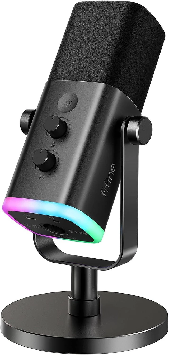 Alt view image 8 of 14 - FIFINE USB/XLR Dynamic Microphone for Podcast Recording, PC Computer Gaming Streaming Mic with RGB Light, Mute Button, Headphones Jack, Desktop Stand, Vocal Mic for Singing YouTube-AmpliGame AM8