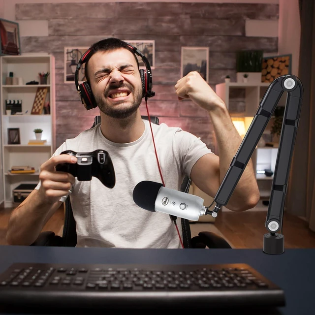 Alt view image 14 of 14 - For Blue Yeti Mic Boom Arm - Heavy Duty Mic Stand with Reduce Wind Noises Mic Foam Cover, Adjustbale Weighted Metal Microphone Boom Arm with Cable Management 3/8" to 5/8" Adapter