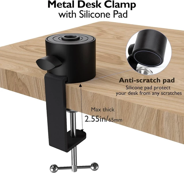 Alt view image 13 of 14 - For Blue Yeti Mic Boom Arm - Heavy Duty Mic Stand with Reduce Wind Noises Mic Foam Cover, Adjustbale Weighted Metal Microphone Boom Arm with Cable Management 3/8" to 5/8" Adapter