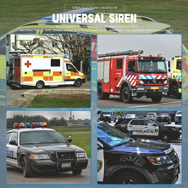 Alt view image 10 of 14 - BooYu 12V Police Siren Horn for Vehicles, Emergency Sirens PA System for Firefighter Ambulance Truck, Rectangle Speaker 9 Tones