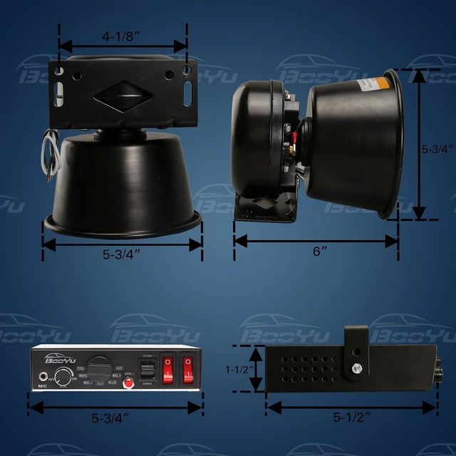 Alt view image 14 of 14 - BooYu 12V Police Siren Horn for Vehicles, Emergency Sirens PA System for Firefighter Ambulance Truck, Rectangle Speaker 9 Tones