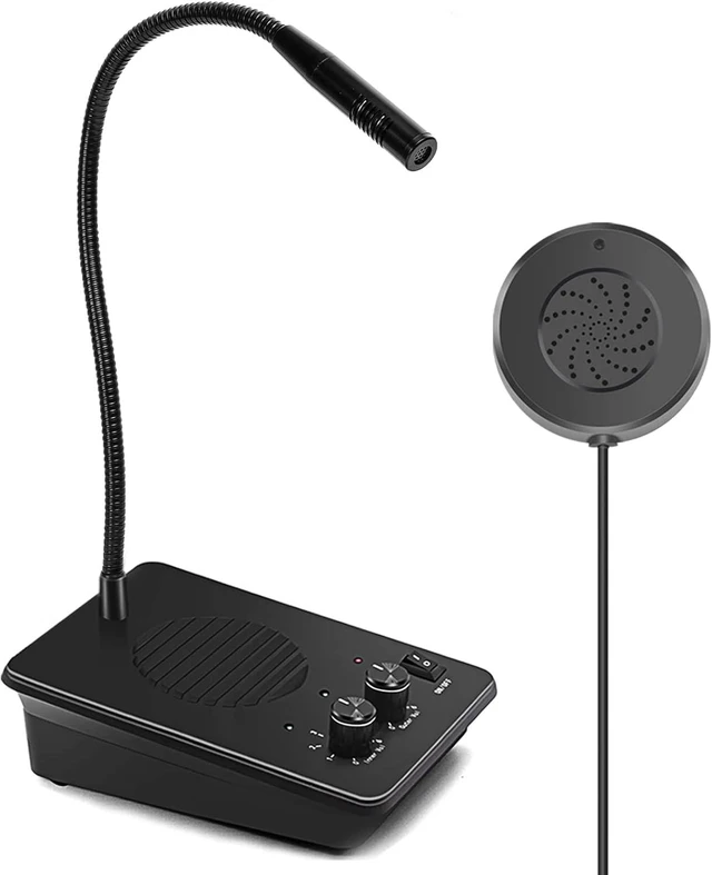 Alt view image 7 of 12 - Daytech Window Intercom with Outer Speaker, Loud Speaker, Connect Wireless Mic, Intercommunication Talk Through Glass for Hotel, School, Counter, Store, Station 1 Pack