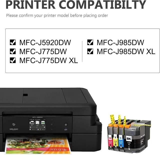 Alt view image 9 of 14 - LC20E XXL Ink Cartridges with Super High-Yield Replacement for Brother LC20E Work with Brother MFC-J985DW MFC-J775DW MFC-J5920DW Printers (Black, Cyan, Magenta, Yellow, 4 Pack)